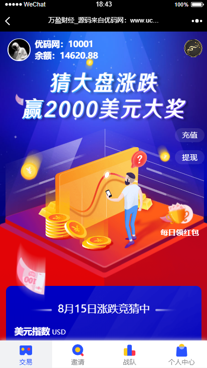 【USDT指数涨跌】蓝色UI二开币圈万盈财经币圈源码K线正常插图 【USDT指数涨跌】蓝色UI二开币圈万盈财经币圈源码K线正常插图